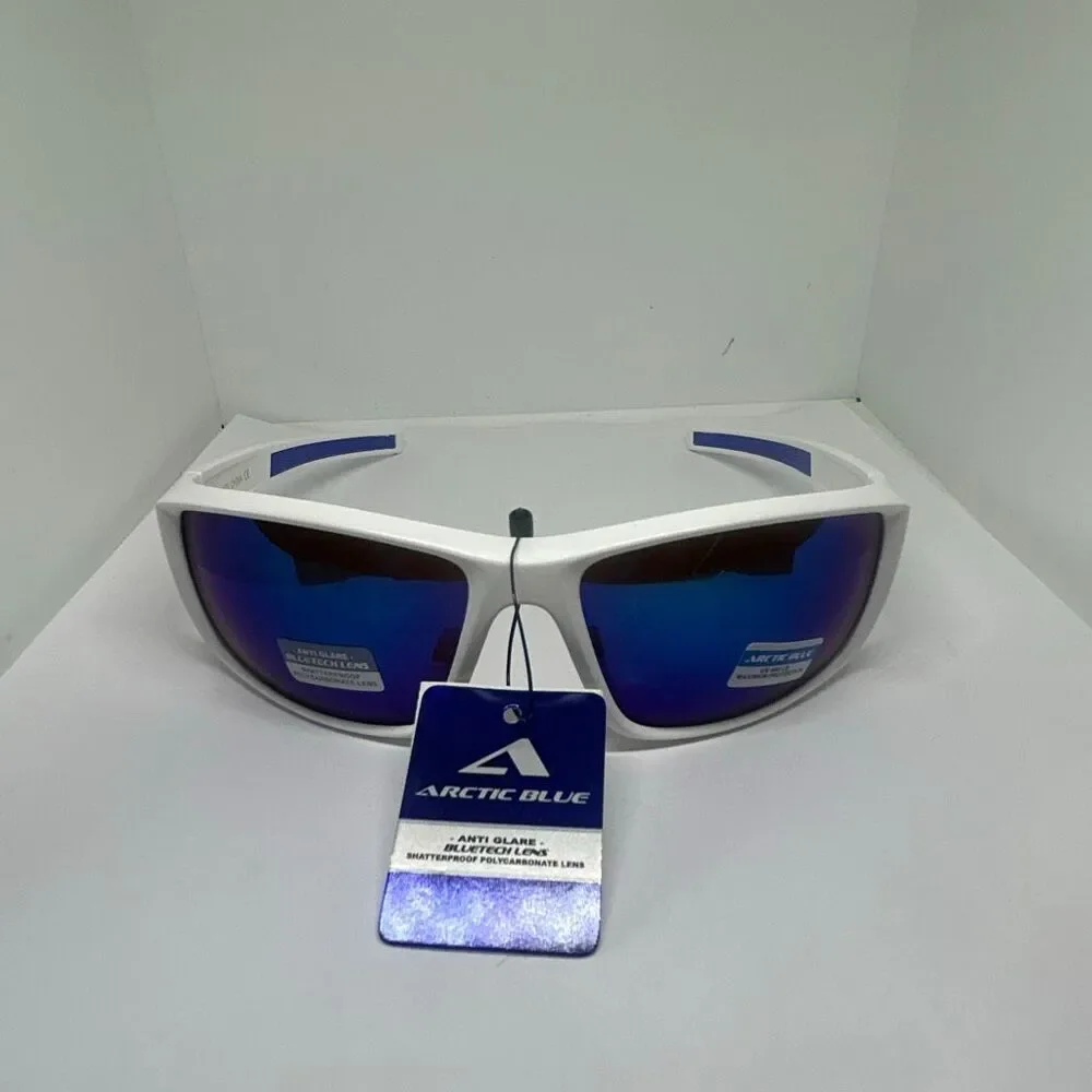 Arctic Blue Mirrored Blue Lens Wrap Sunglasses UV400 Protection